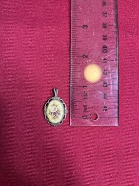 Vintage 925 Sterling Silver Rose Cameo Pendant Victorian Revival Filigree Oval